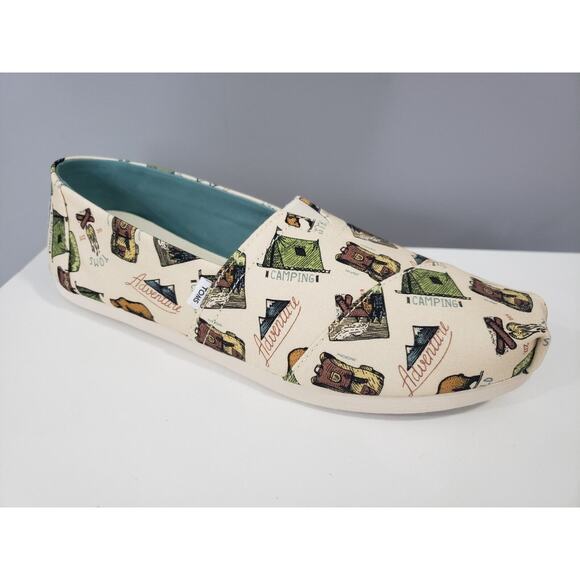 NEW Toms 8.5 Alpargata Slip On Shoes Camping Cabin‎ Bear Print Hunting Hiking - Picture 4 of 8